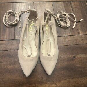 Butter Shoes Made in Italy Tan Ballerina Pointed Flats Balletcore Size 8